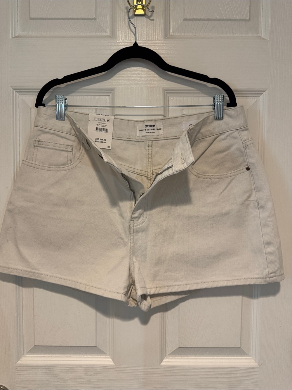Cotton On White High-Rise Mom Jean Shorts